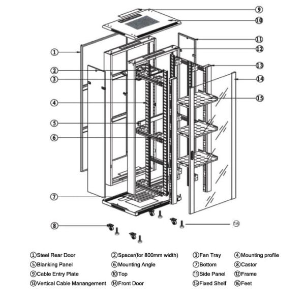 GABR42U60X100 Enersafe Rack / Gabinete Autosoportado 42U 60x100 2 Ventiladores/1 Bandeja by Legrand