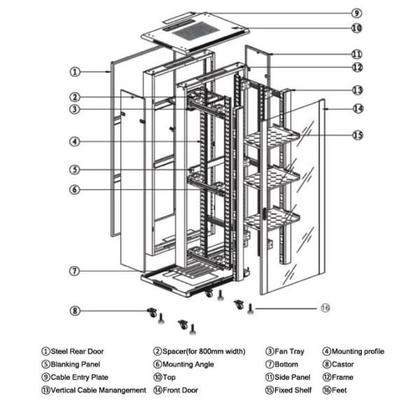 GABR42U60X100 Enersafe Rack / Gabinete Autosoportado 42U 60x100 2 Ventiladores/1 Bandeja by Legrand
